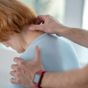 Close up of a female neck during the therapy